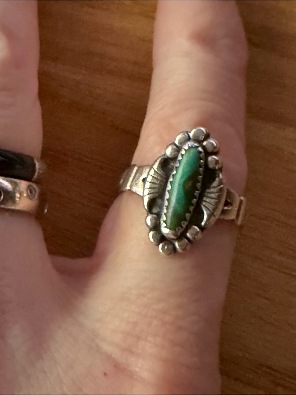 Sterling Silver Marquise Green/blue Turquoise Ring from Bell trading post